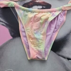 Purple Pink Yellow Pastel Bikini- Tie-Dye Bikini Bottom